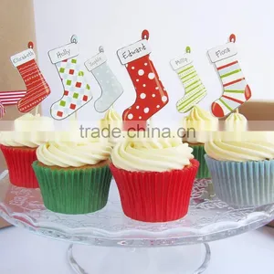 Personalised Stocking Christmas Cake Toppers Decorations Pick thumbnail-1