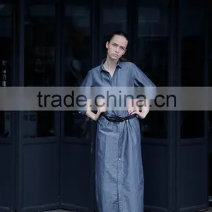 Washed Denim Shirt Dress Loose Large Size Long Sleeve Women New Autumn thumbnail-1