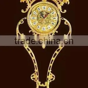 Elegant Royal Wall Hanging Clock, Brass 24K Gold Plated Wall Hanging Clock, Charming Wall Mounted Clock thumbnail-1