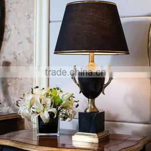 Trophy Design Black Jade Body Brass Decoration Table Lamp With Fabric Lampshade thumbnail-1