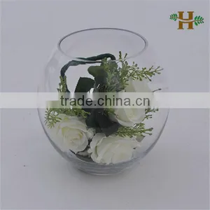 Handmade Oval Ball Shape Clear Glass Bowl Vase thumbnail-1