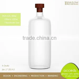 Newest 1 Liter Glass Milk Bottle With Wooden Lid thumbnail-3