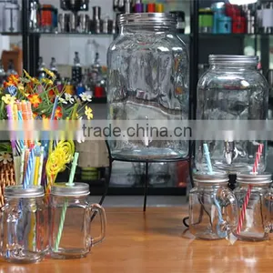 Hexagonal Glass Juice Jars With Metal Stand thumbnail-4