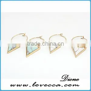 Gold Silver Point Crystal Earrings , Stone Point Studs , Gemstone Earrings thumbnail-4