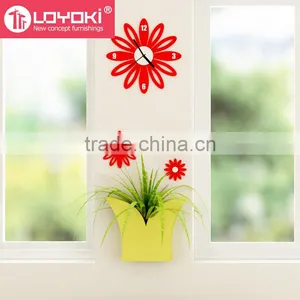 Flower 3D Wall Mounted Clock With Two Flower Set of 3 Home Decor Art MDF Wooden Diy Wall Clock thumbnail-3