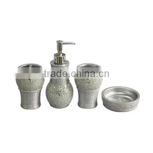 Bathroom Accessories Resin Sliver Crackle Glass Mosaic Lotion Dispenser thumbnail-1