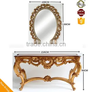 Living Room Furniture Baroque Style Console Table With Wall Mirror thumbnail-1
