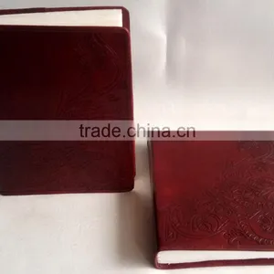 Handmade Genuine Plain Pippin Embossed Paisley Design Leather Notebook thumbnail-1