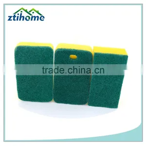 Different Rectangle Kitchen Green Scouring Pad With Yellow Sponge thumbnail-1