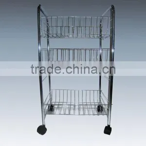 3-tier Metal Storage Cart Shelf Rack With Wheels for Home&Kitchen thumbnail-1