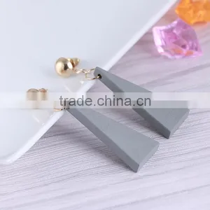 Korea Style Stud Personality Triangle Wooden Earrings thumbnail-4