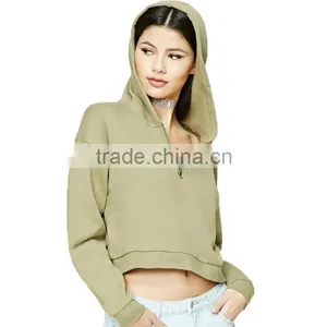 High Quality Cheap Blank Plain Crop Top Hoodie Wholesale Zipper Pullover Fleece Long Sleeve Oversized Hoodie Women thumbnail-1