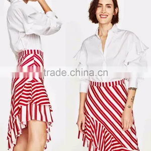 Office Skrirts Designs Wholesale Custom Made in China Striped Adults Tutu Skirts With Frill Mature Women in Skirts thumbnail-6