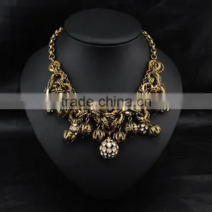 Vintage Brass Plated Ball Charms Necklace for Unisex Costume Accessories thumbnail-1