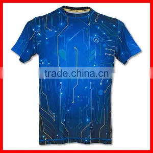 2015 Unisex Spandex 4 Needles Flat-lock Blue Compression Shirt, Compression Skin Shirt Yoga Shirts thumbnail-1