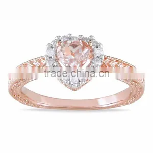 Two Tone Plated Fancy Big Gemstone Heart Ring thumbnail-1