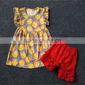 Wholesale Kids Summer Ruffle Clothing Baby Girls Summer Boutique Outfit thumbnail-1