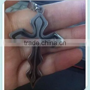 Necklace Pendants Men's Silver Blue Stainless Steel Cross Pendant W/ Free Chain Necklace thumbnail-2