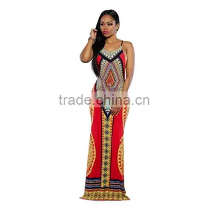 Onen OEM Service Anti-wrinkle Cotton Digital Print Backless Strapes Africian Plus Size Sleeveless 2016 Summer Maxi Dresses thumbnail-2