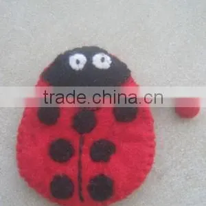 Hot Selling 2017 Organic Sheep Wool Ladybug Felted Mobile & Coin Purse thumbnail-1