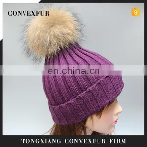 Classical Stripe Style Adults Acrylic Hats Winter Acrylic Hats With Big Ball on Top thumbnail-1