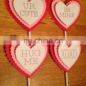 Newest Custom Heart Shaped Paper Cupcake Topper Wedding Cake Decor thumbnail-2