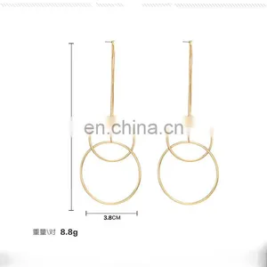 Fashion Metal Earring Long Drop Earring With Circle thumbnail-4