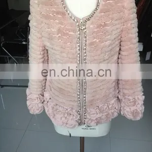 2015 Girl's Pretty Ribbit Fur Coat Pink thumbnail-1