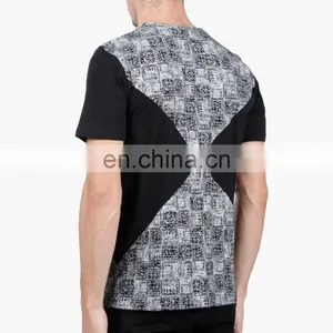 Panneled 100%cotton Mens Fashion T-shirt 2015 Short Sleeve T-shirts With Printed Pannels thumbnail-4