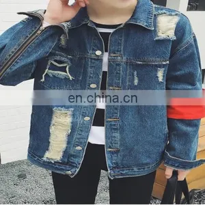 Wholesale Distressed Denim Jackets -Customize Your Own Men Winter Embroidered Denim Coaches Fancy thumbnail-1