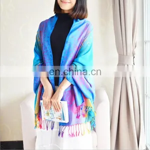 100% Cotton Jacquard Leopard Spots&Rose 7 Colour Series Rainbow Colorful Large Shawl thumbnail-4
