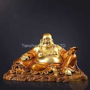 The Bronze Sitting Laughing Buddha Statue is Depicted as Fat and Smiling thumbnail-1
