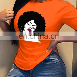 Head Print T-shirt Women European and American New Round Neck Short Sleeve Loose All-match Blouse T thumbnail-6