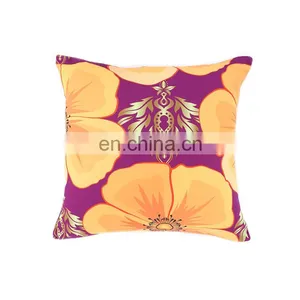 Wholesale Decorative Stocking Flower Printed Polyester Canvas Outdoor Cushion Cover With White Piping and Invisible Zipper thumbnail-2