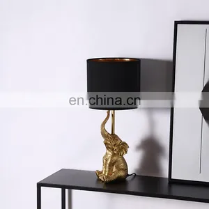 New -arrival Nordic Style Modern Golden Elephant Shape Design Deck Light Home Decor Bedside Resin Table Lamps thumbnail-1