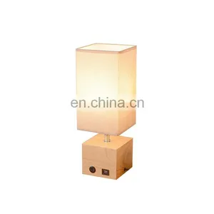 Solid Wood Table Lamp USB Home Living Room Bedroom Bedside Led Night Light Creative Warm Light Remote Control Lamp thumbnail-1