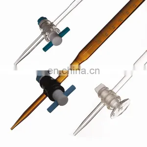Customized 10ml 25ml 50ml 100ml Amber Glass Acid Base Burette With PTFE Stopcock thumbnail-1