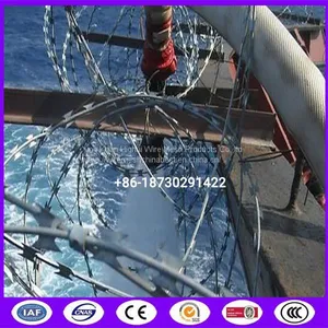 Hot Dipped Galvanized Concertina Razor Barbed Wire BTO22 Blade Style For Ship Protection thumbnail-1