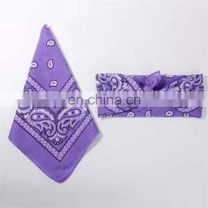 Fashion Hip Hop 100% Cotton Custom Square Bandana Paisley Headband Printed Logo Winter Headbands thumbnail-1