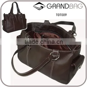 Guangzhou Supplier Genuine Leather Ladies Tote Bag Shoulder Bag With Dual Handles thumbnail-1