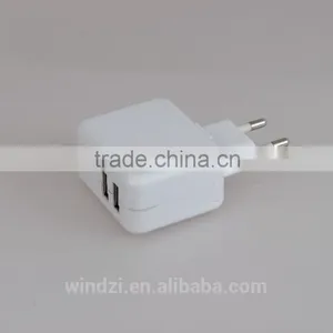 EU Plug Portable Travel Charger Dual Usb for Mobile Phone thumbnail-3