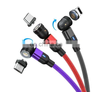 Wholesale 3PIN 1M 2M 540 Degree Rotation Fast Charging Micro Type C Data Magnetic 3 In 1 Usb Charging Cable thumbnail-2