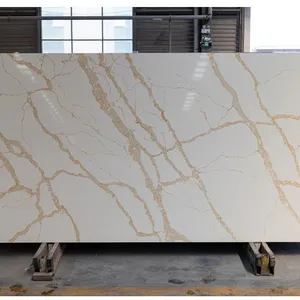 Code：F002，Calacatta Artificial Stone Quartz Slab Kitchen Countertops thumbnail-1