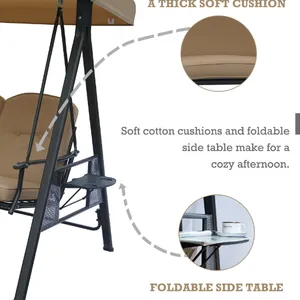 Outdoor Three Seat Swing Chair With Adjustable Canopy thumbnail-3