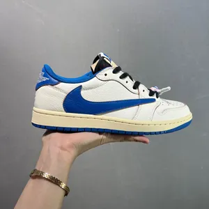 AJ1 Travis Scott x Air Jordan 1 Reverse Mocha Lightning Hook Low-top Cultural Basketball Shoes thumbnail-1