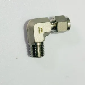 Stainless Steel 316 Male NPT to Compression Elbow Fitting With PTFE Seal thumbnail-3