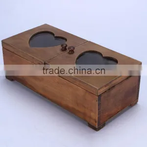 Unique Painted Storage Wooden Box Wooden Crate With Glass Set of 2 thumbnail-5