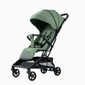 Baby Stroller Linen Fabric Ultra Lightweight One Hand Fold Travel Pushchair for Infant Toddler Fits Airplane Overhead Bin thumbnail-4