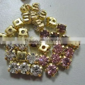 REAL RHINESTONES W/PRESETTINGS 5MM LT. GOLD BASE SETTING thumbnail-1