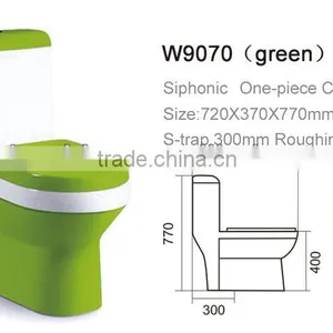 Chinese Manufacturer One Piece Ceramic Green Color Toilet W9070 thumbnail-3